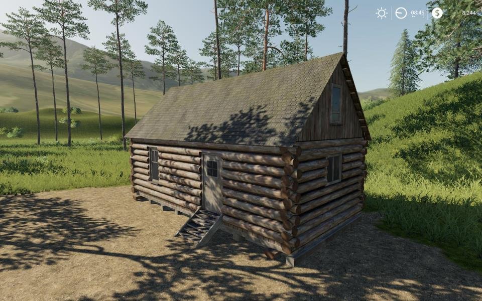 Дом PLACEABLE LOG CABIN WITH SLEEP TRIGGER V1.0 для Farming Simulator 2019