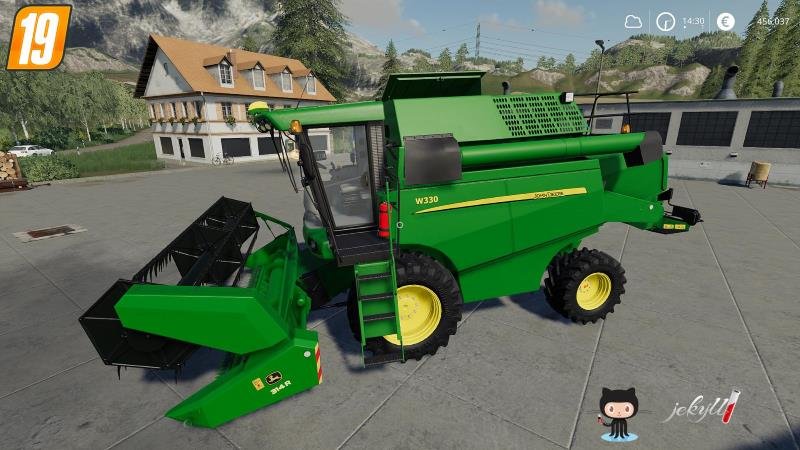 Комбайн JOHN DEERE W330 + 314R V1.0.0.0 для Farming Simulator 2019