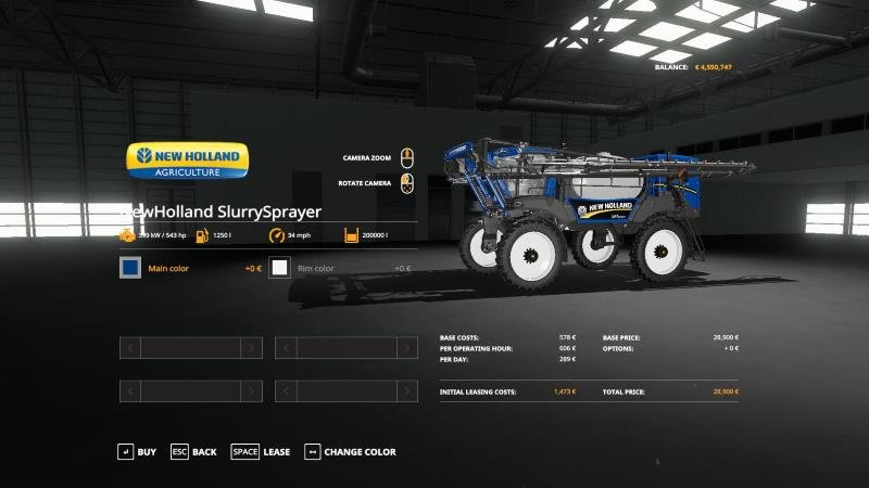 Разбрасыватель жидкого навоза NEWHOLLAND SLURRY SPRAYER V1.0 для Farming Simulator 2019