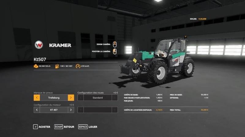 Погрузчик KRAMER KT 507 / 407 MOD V1.1 для Farming Simulator 2019