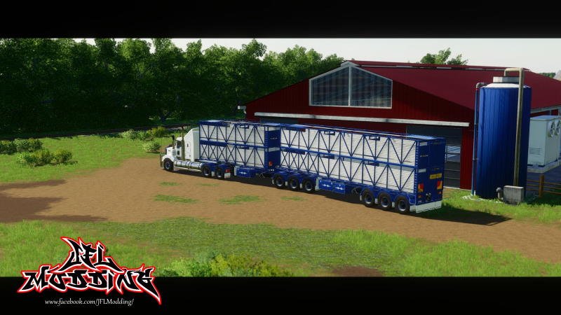 Пак полуприцепов скотовозов RYTRANS B-DOUBLE CATTLE TRAILERS V1.0 для Farming Simulator 2019