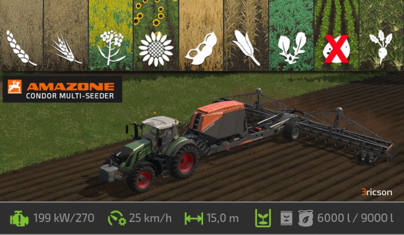 Универсальная сеялка Amazone для Farming Simulator 2017 6500