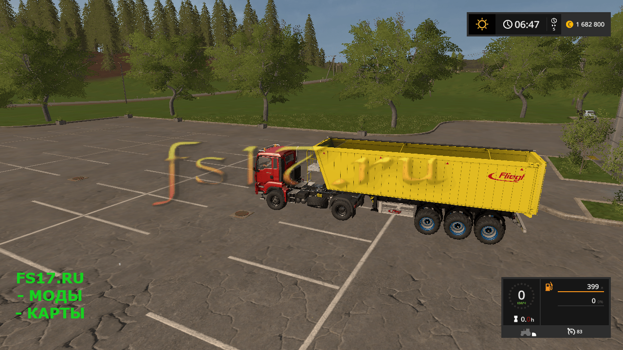 Полуприцеп FLIEGL GREEN LINE TRAILER V2.0 для Farming Simulator 2017