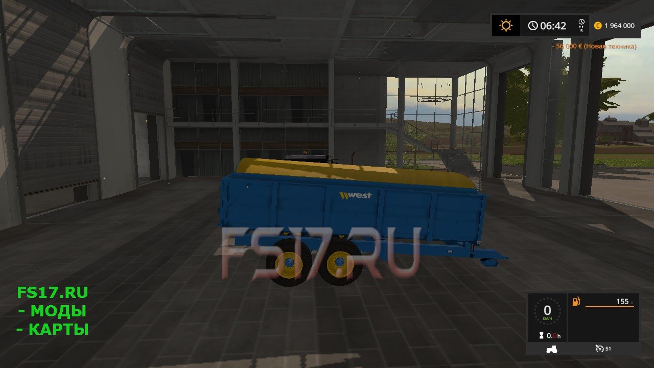Прицеп WEST 12T GRAIN TRAILER V1.0.0.0 для Farming Simulator 2017