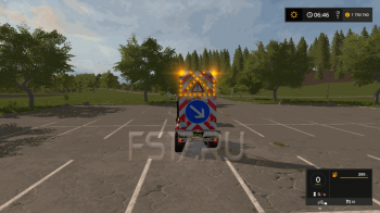 Подкатная тележка с аварийными знаками дорожных работ v 2.1 для Farming Simulator 2017