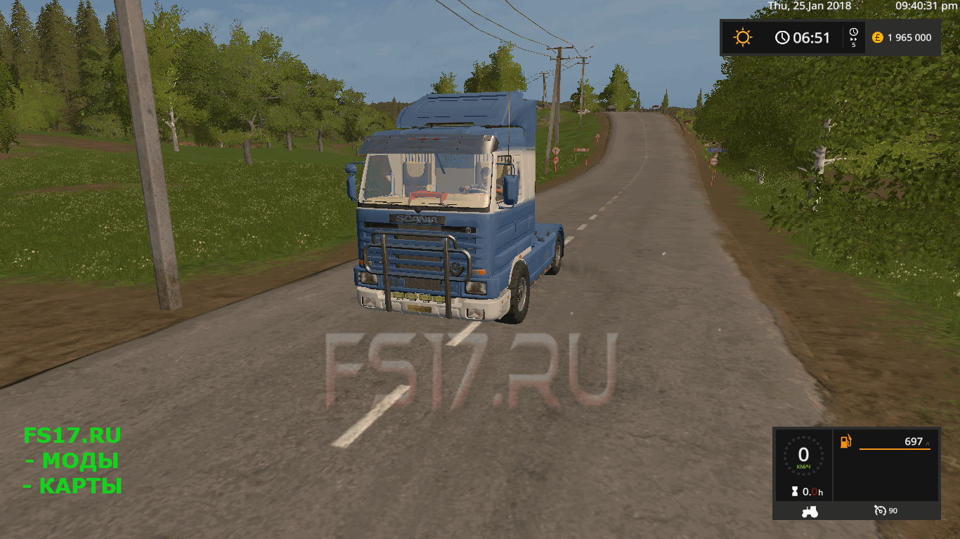 Тягач SCANIA 143 M v 1.1 для Farming Simulator 2017