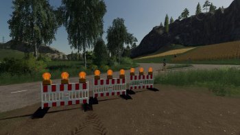 Предупреждающие барьеры STRASSEN SPERRE (NACHTS BELEUCHTET) V1.0 для Farming Simulator 2019