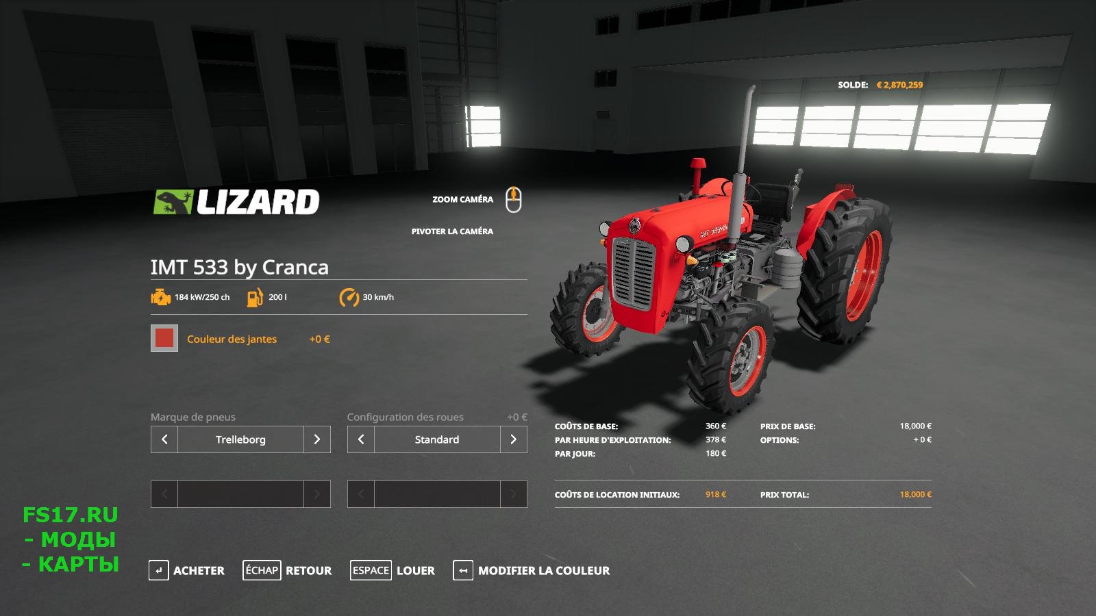 Трактор IMT 533 V1.0.0.0 для Farming Simulator 2019