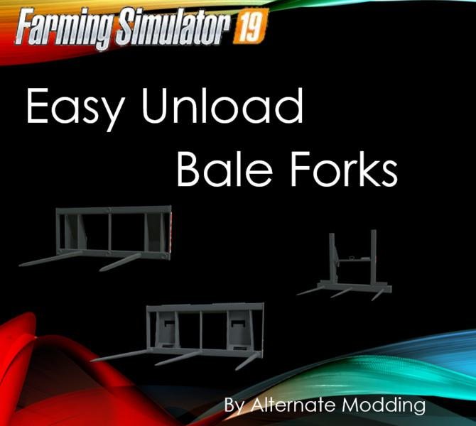 Пак вил для тюков EASY UNLOAD BALE FORKS V1.0.0.0 для Farming Simulator 2019