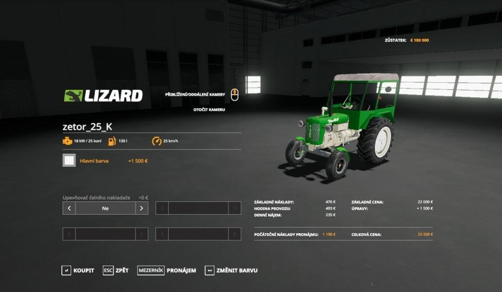 Трактор ZETOR 25 V1.0.0.0 для Farming Simulator 2019