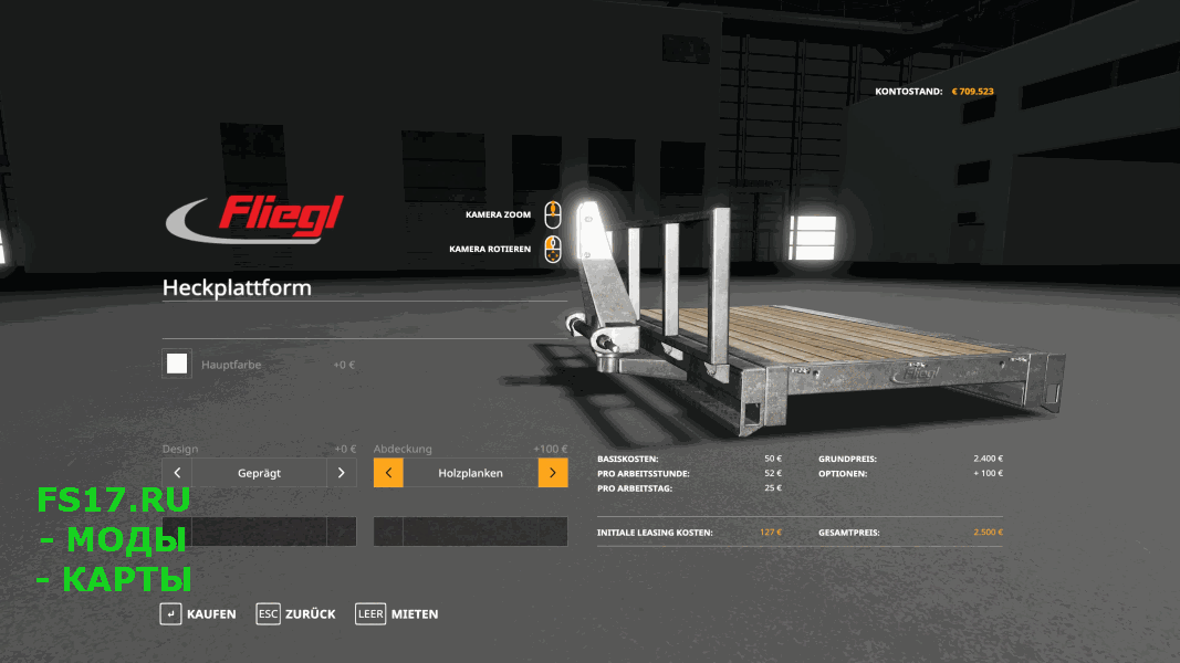 Платформа FLIEGL HECKPLATTFORM V1.0.0.0 для Farming Simulator 2019