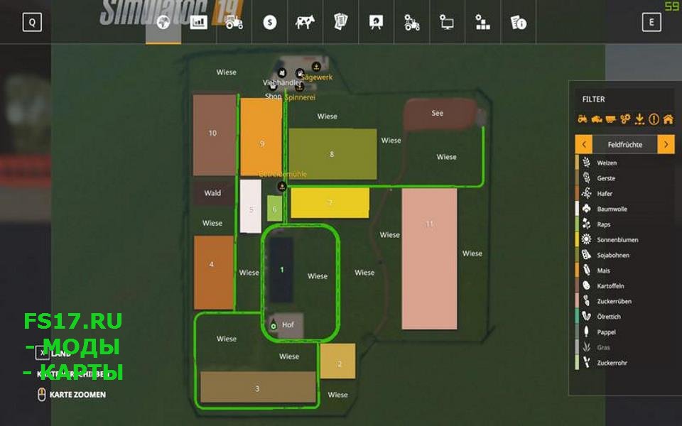 Карта с большими полями для farming simulator 2019
