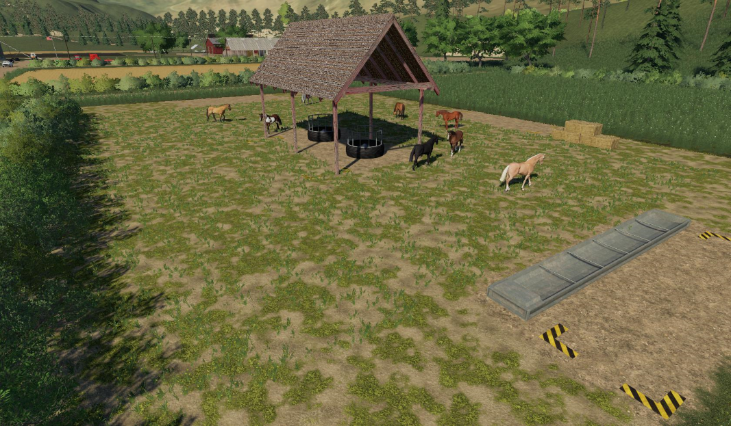 Конюшня PLACEABLE OPEN HORSE PASTURE V1.0 для Farming Simulator 2019