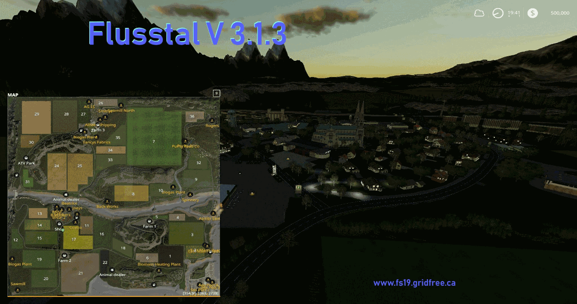 Карта FLUSSTAL XXL ENGLISH V3.1.3 FINAL для Farming Simulator 2019