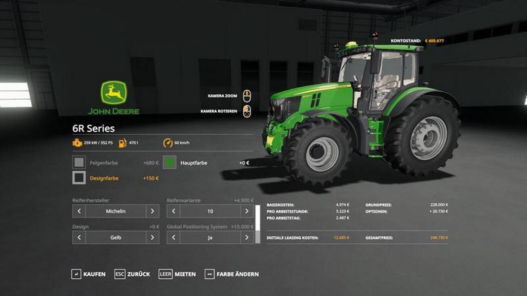 Пак JOHN DEERE 6R V1.1.0.0 для Farming Simulator 2019