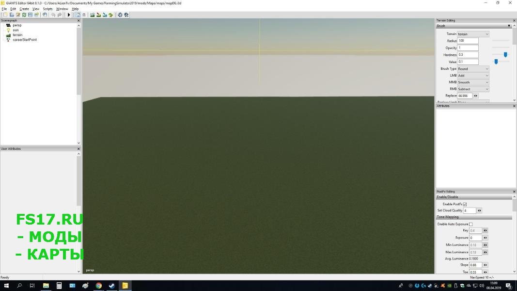 Чистая карта LEERE MAP V1.0.0.0 для Farming Simulator 2019