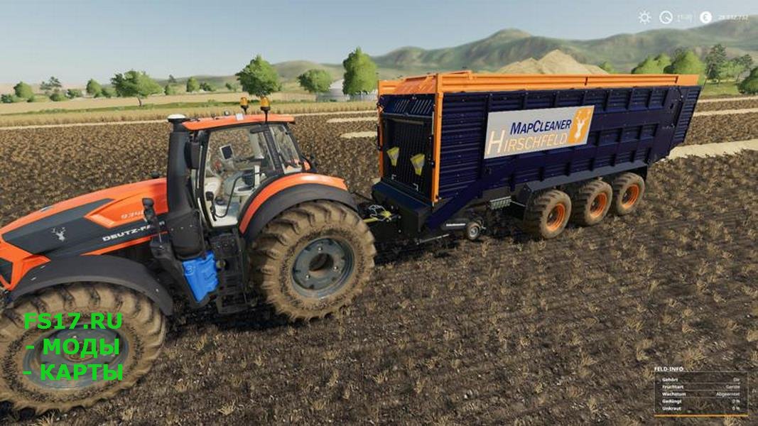 Прицеп подборщик MAPCLEANER HIRSCHFELD (ANTIREAL) V1.0 для Farming Simulator 2019
