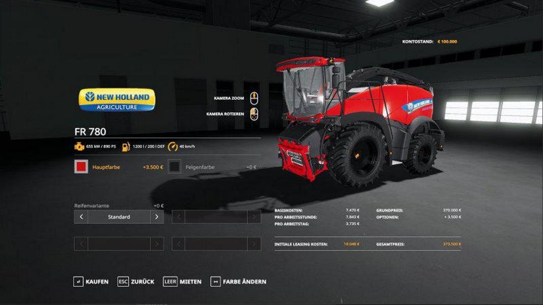 Кормоуборочный комбайн NEW HOLLAND FR 780 MULTICOLOR V1.0 для Farming Simulator 2019