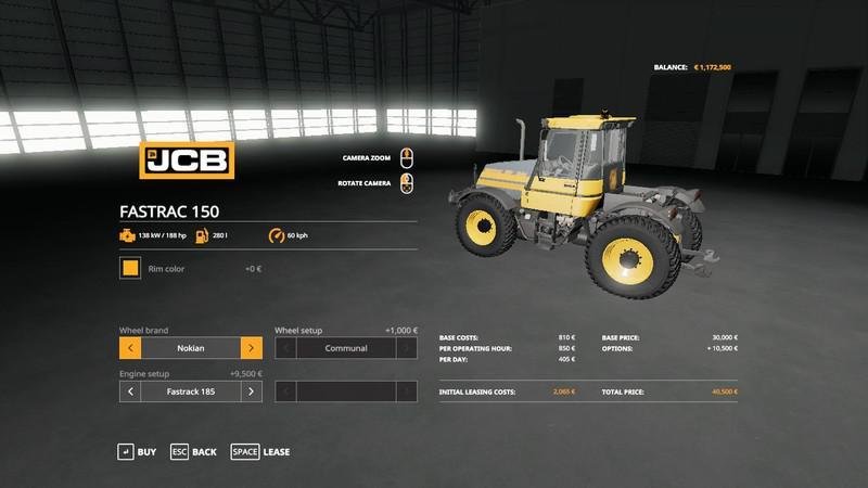 Трактор JCB FASTRAC 150 V1.1.0.0 для Farming Simulator 2019