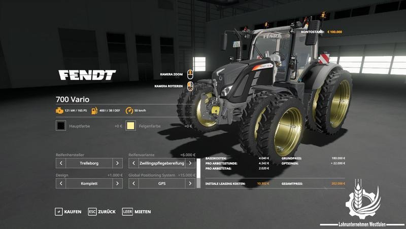 Трактор FENDT 700 VARIO V1.3.0.0 для Farming Simulator 2019