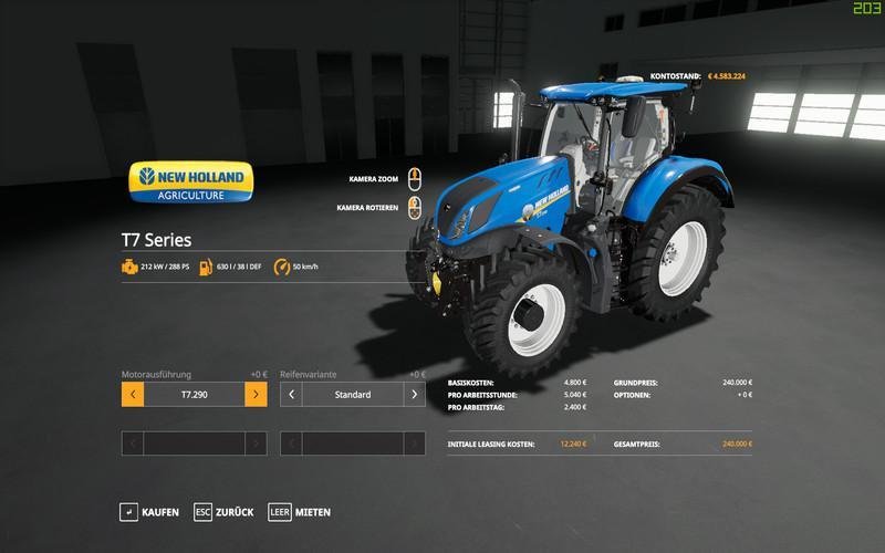 Трактор NEW HOLLAND T7 SERIES V2.0 для Farming Simulator 2019