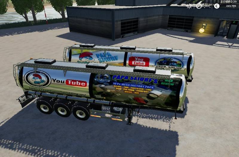Цистерна TRAILER PAPA SMURF BY BOB51160 V1.0.0.6 для Farming Simulator 2019