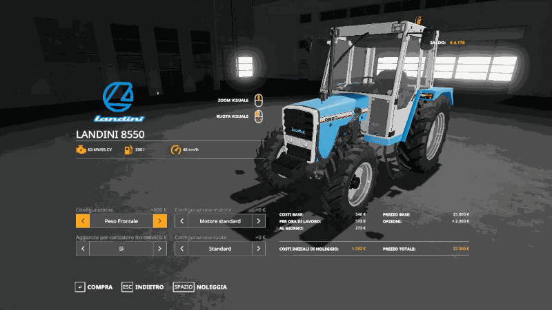 Трактор LANDINI 8550 V1.1 для Farming Simulator 2019