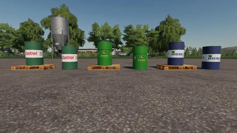Пак бочек с топливом 500L DIESEL BARREL PACK V1.0 для Farming Simulator 2019