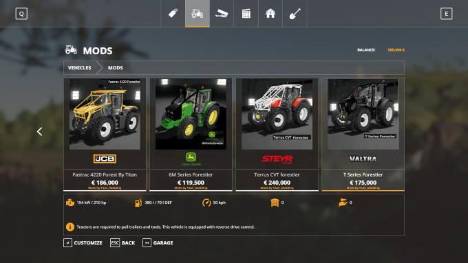 Пак тракторов TRACTEURS FORESTIER PACK V1.0 для Farming Simulator 2019