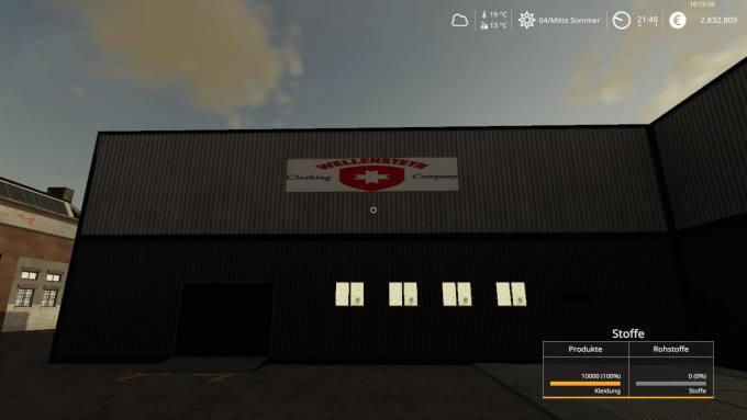 Производство одежды KLEIDERFABRIK V1.1 для Farming Simulator 2019