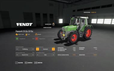 Трактор FENDT FAVORIT 512C-515C V1.3.0.0 для Farming Simulator 2019