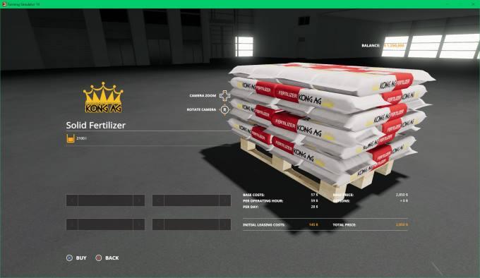 Поддон с удобрениями KONG AG FERTILIZER PALLET V1.0.0.2 для Farming Simulator 2019