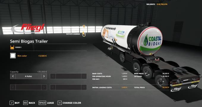 Пак цистерн FLIEGL SEMI ROADTRAIN BIOGAS TRAILER V1.6 для Farming Simulator 2019