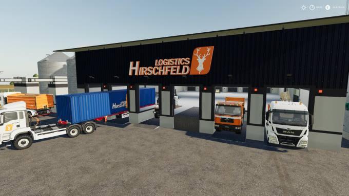 Логистический центр HIRSCHFELD LOGISTICS GLOBALMARKET V1.0.0.0 для Farming Simulator 2019