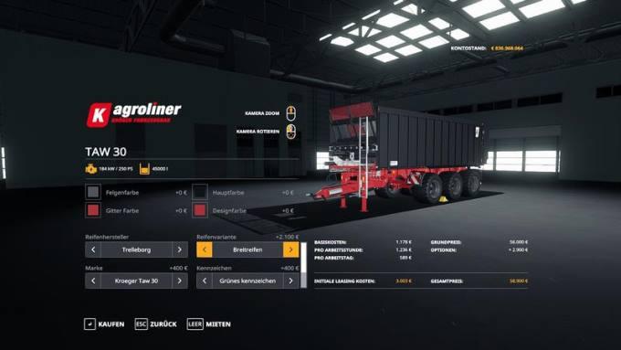 Прицеп KROEGER TAW 30 UMBAU V1.0.0.0 для Farming Simulator 2019
